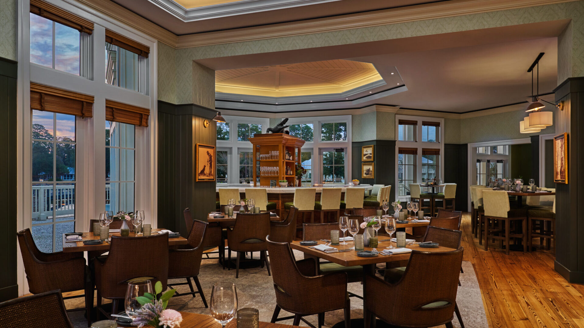 Interior dinner setting at Octagon