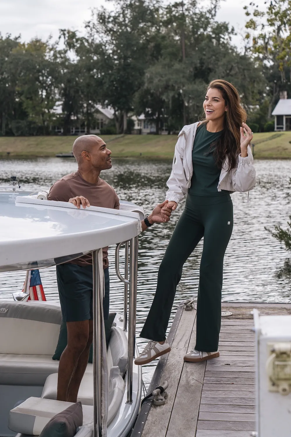 couple getting on boat