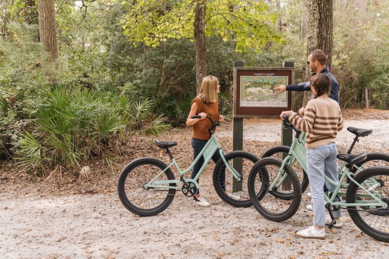 family looking at map