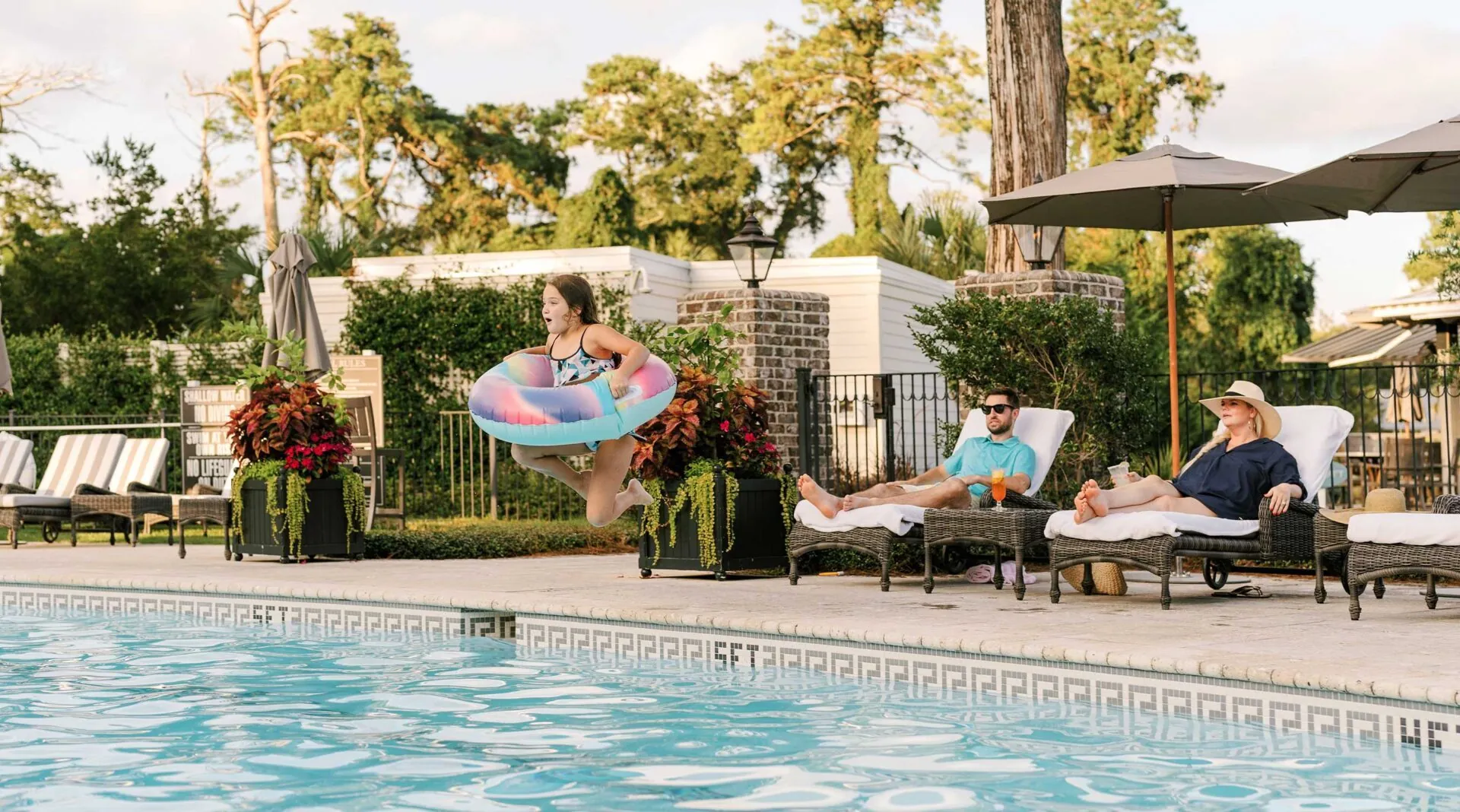 Family at the Montage Palmetto Bluff pool
