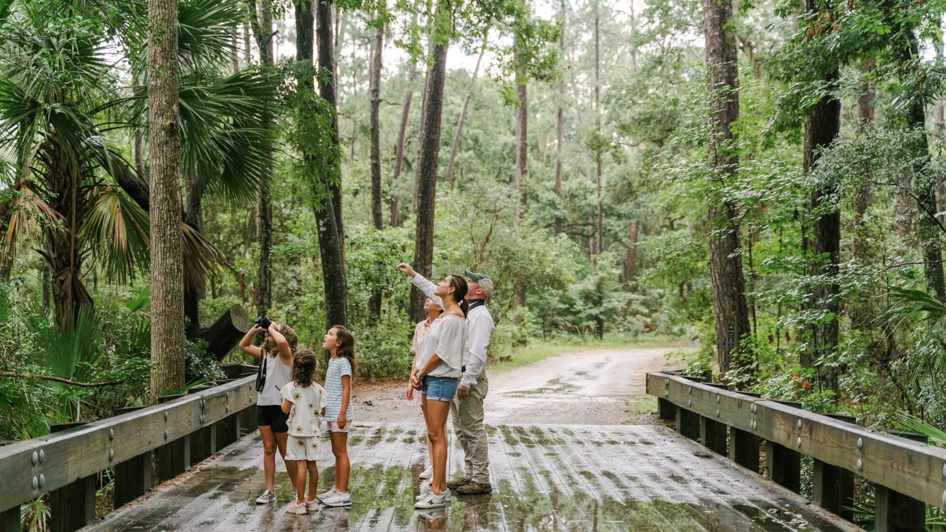 A family exploring the Bluff.